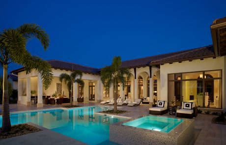 Private Residence, Florida, pool view with hot tub and porch
